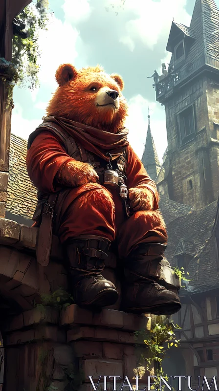 Fantasy Bear in Medieval Setting AI Image