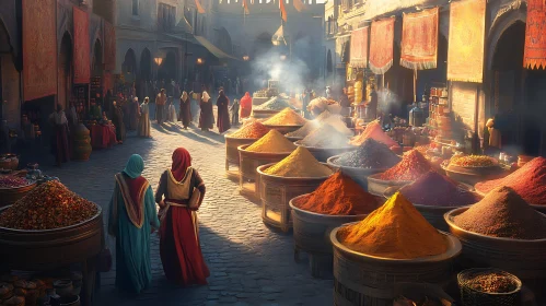 Exotic Spices at a Middle Eastern Bazaar