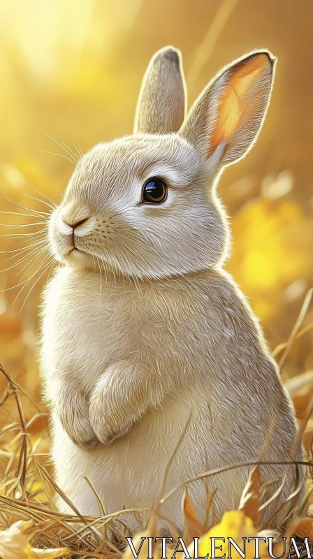 Charming Rabbit Surrounded by Fall Foliage AI Image