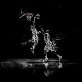 Monochrome Basketball Action