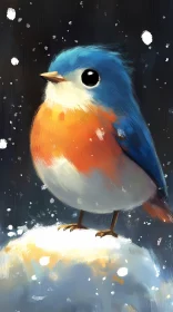 Vivid Bird in a Winter Wonderland