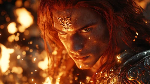 Man with Red Hair and Fire Sparks