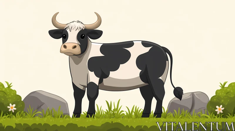 Cartoon Cow Art AI Image