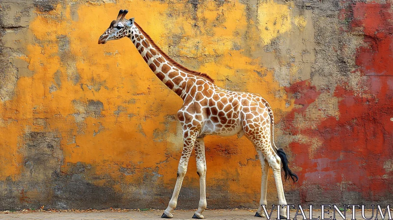 Giraffe with Vivid Background AI Image