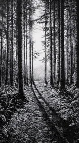 Forest Path with Light and Dark Contrast