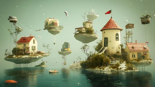 Whimsical Floating Houses Above Water