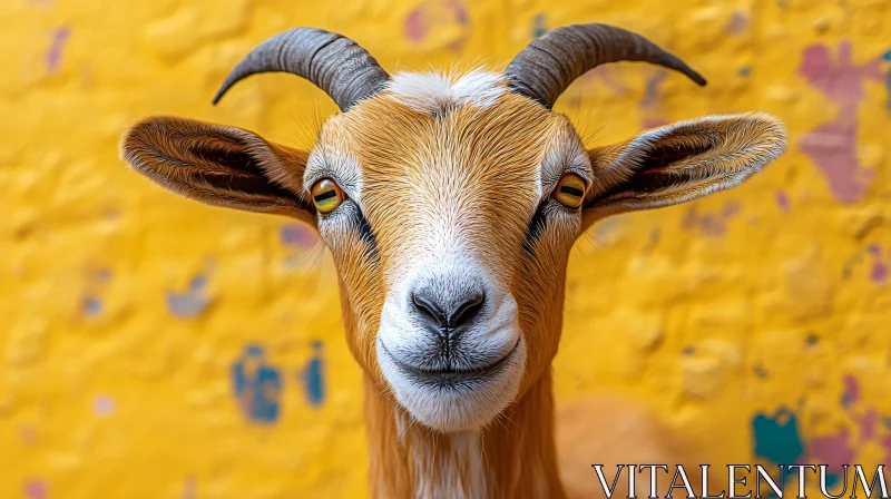 Goat with Yellow Backdrop AI Image