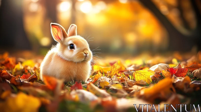 AI ART Cute Rabbit Amidst Fall Foliage