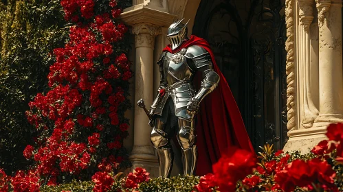 Medieval Knight Amongst Blooming Roses