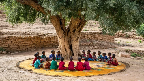 Kids Circle Learning Outdoors