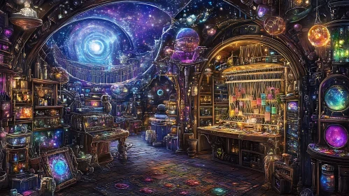 Magical Science Laboratory With Universe View