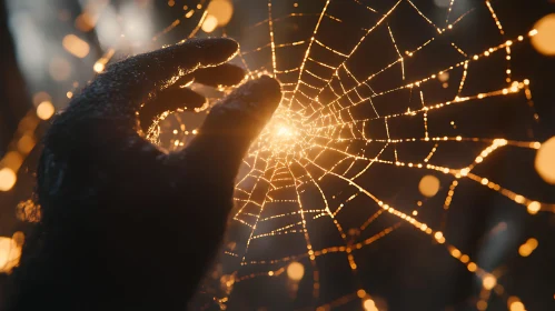 Hand and Glowing Spiderweb