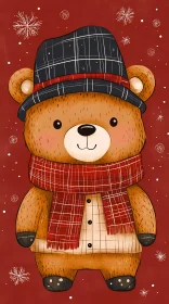 Charming Bear in Hat and Scarf