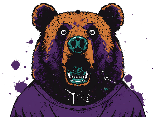 POD Design Cartoon Bear Illustration: A Blend of Surprise and Color