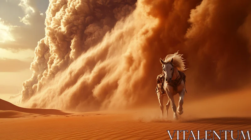 AI ART Galloping Horse in Desert Landscape