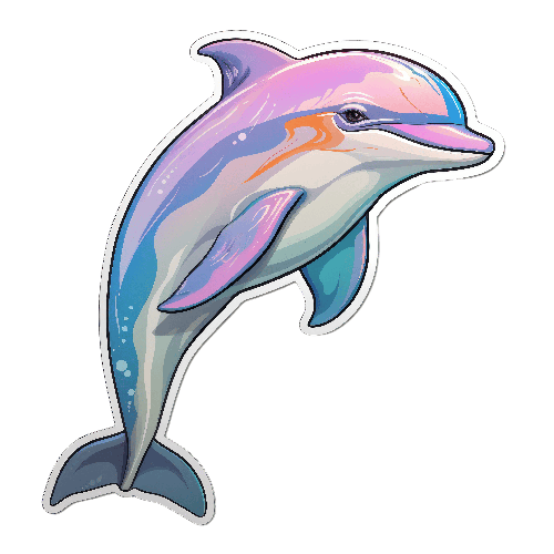 Charming Cartoon Dolphin Illustration in Pink and Blue POD Design