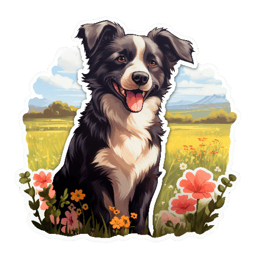 POD Design Cheerful Border Collie Cartoon for T-shirt Design