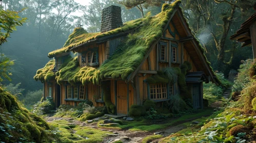 Cozy Cottage in a Lush Forest - Digital Painting