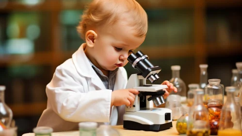 Curious Toddler and Microscope: A Captivating Journey into Scientific Exploration