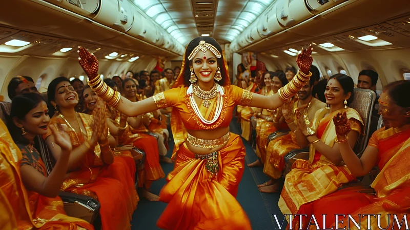 Indian Wedding Dance on Airplane AI Image