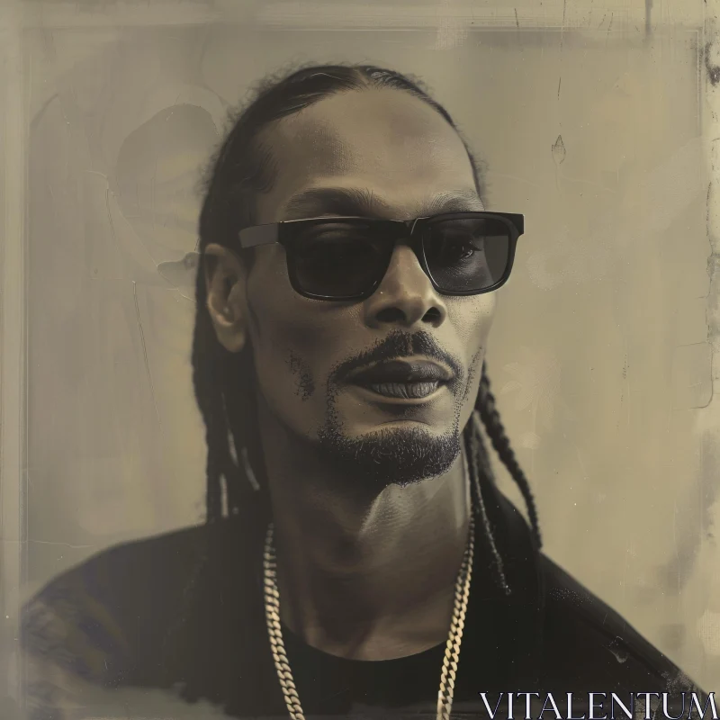 Snoop Dogg in Black Sunglasses and Gold Chain AI Image