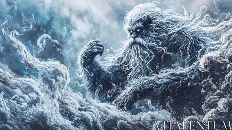 AI ART Winter Monster Rising from Snowy Depths