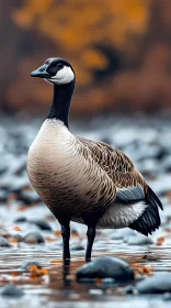 Elegant Waterfowl Amidst Autumn Colors