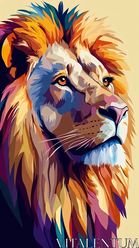 AI ART Colorful Abstract Lion Art