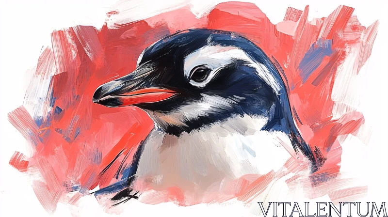 Expressive Penguin Art in Abstract Colors AI Image