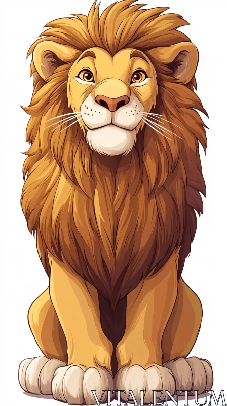 Majestic Cartoon Lion Art AI Image