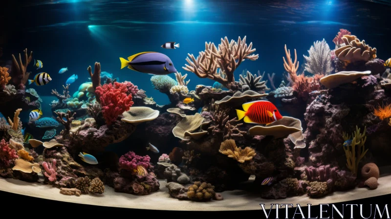 Immersive Aquarium Scene: Vibrant Corals and Diverse Fish AI Image
