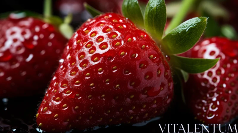 Striking Macro Image of Strawberries on Black Background AI Image