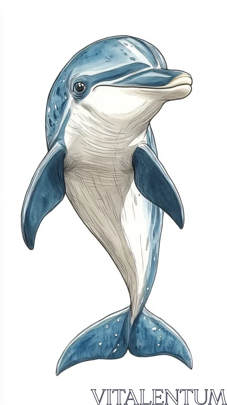 Artistic Dolphin Marine Illustration AI Image