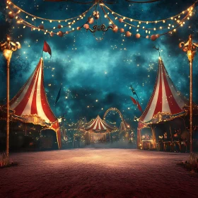 Whimsical Circus Fairground at Night