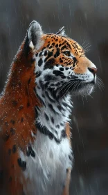 Spotlight on a Rainy Leopard