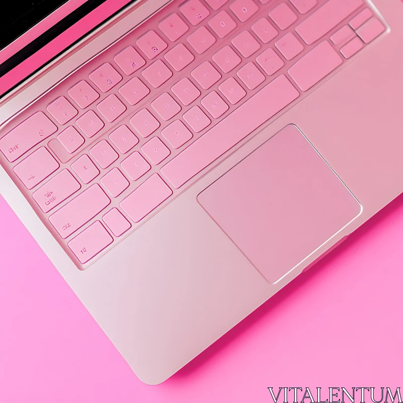 Contemporary Pink Laptop Keyboard and Trackpad - Close-Up View AI Image