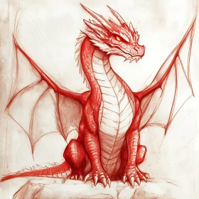 Crimson Winged Dragon Illustration