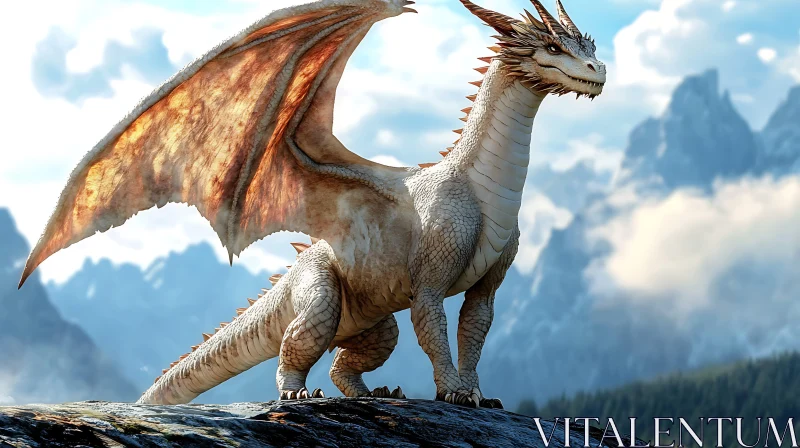 Fantasy Dragon on Mountain Top AI Image