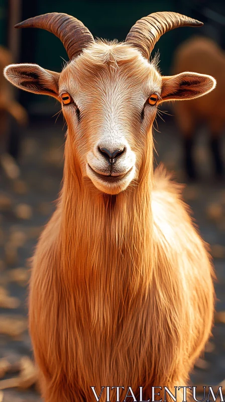 Portrait of a Golden-Eyed Goat AI Image