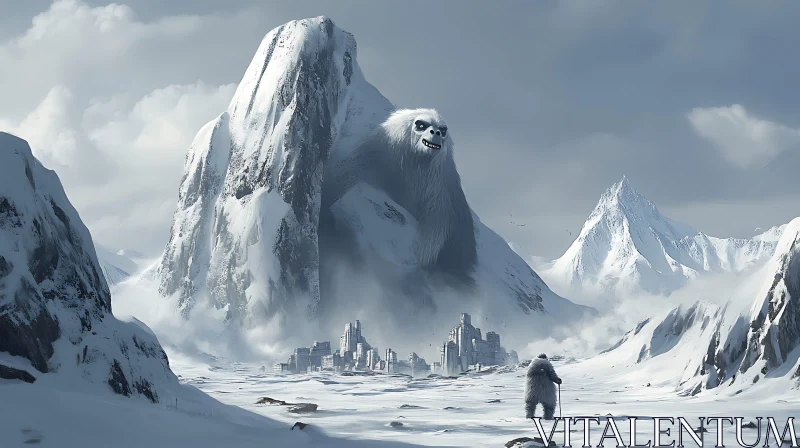 AI ART Snowy Mountain Yeti Encounter