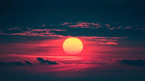 Tranquil Sunset with Rose and Gold Sky