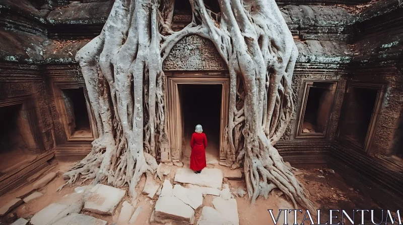 AI ART Temple Roots and Red Robe