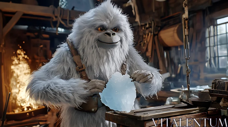 AI ART Snow Creature with Ice Block