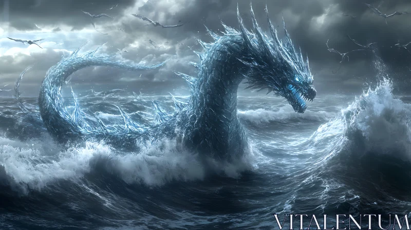 AI ART Colossal Sea Serpent Rising from the Waves