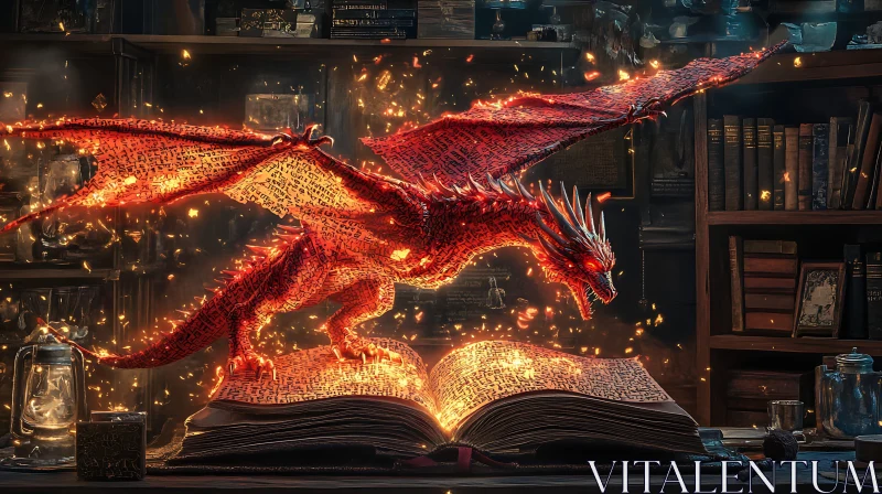 AI ART Dragon on Book