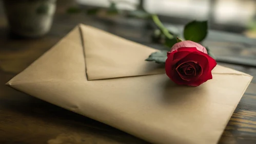 Vintage Love Letter with Red Rose