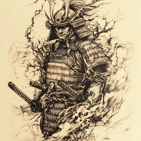 Armored Samurai with Swords