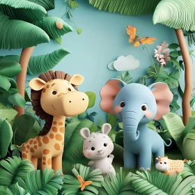 Playful Jungle Animal Characters Graphic