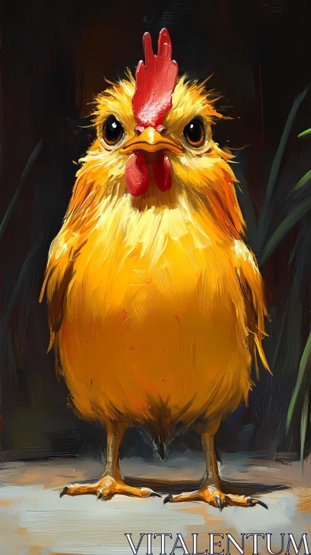 AI ART Yellow Bird with Red Comb