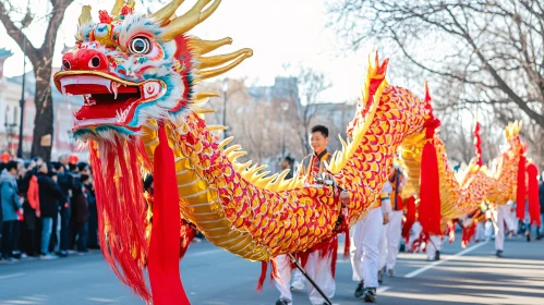 Festive Dragon Dance Through City Streets